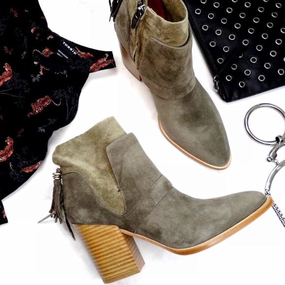 Sigerson Morrison Shoes - Sigerson Morrison Olive Suede Tassel Back Booties